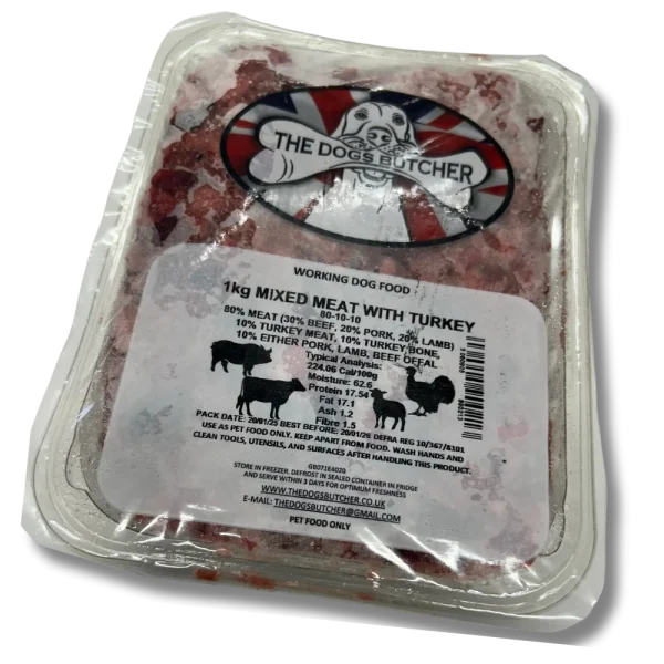 The Dog's Butcher Mixed Meat with Turkey 80:10:10 1kg