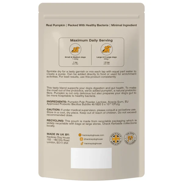 Hackney Dog House Pumpkin & Probiotics 225g - Image 2