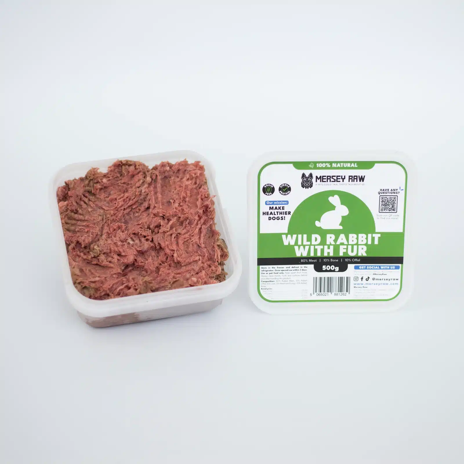 Mersey Raw Wild Rabbit with Fur Complete 500g